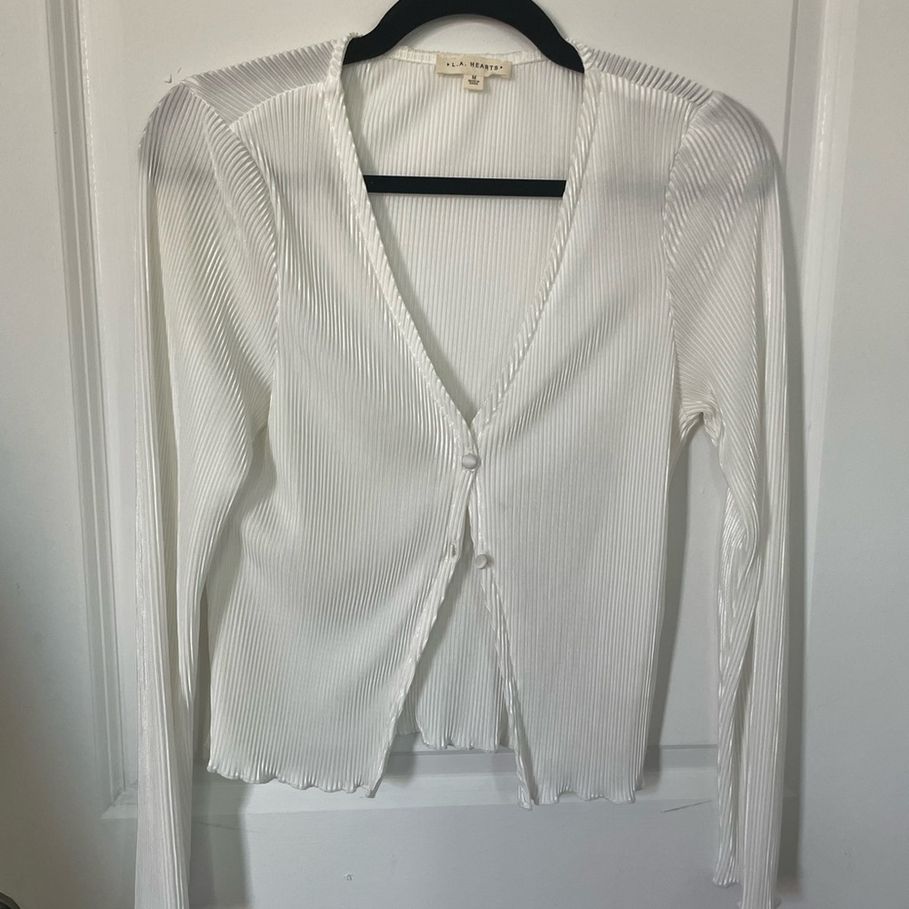 LA Hearts Button Up Crop Going Out Top